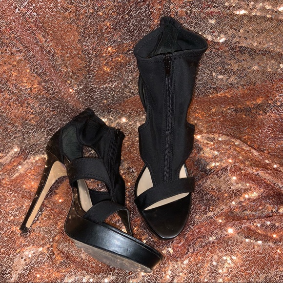 Shoedazzle Seeky Stiletto Zip Platform Sandal - Picture 2 of 3